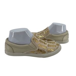 Bucketfeet Designed By Dj Liu Gold Pineapple Slip On Sneakers Size 6 Women's